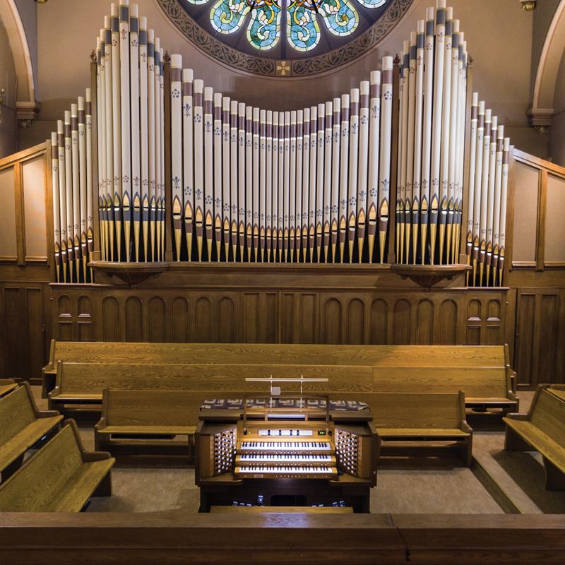 Allen custom Pipe & Digital Organ and pipe arrangement - Church of the Visitation of the Blessed Virgin Mary, Dickson City, Pennsylvania